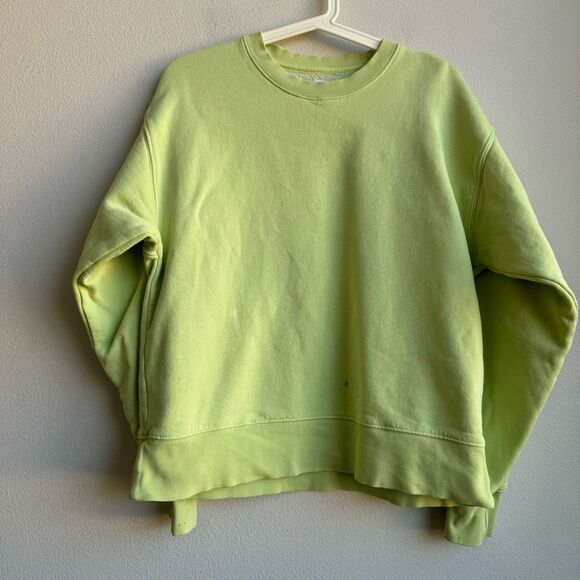 $5/$25 Aritzia Tna Cozy Fleece Boyfriend Crew Sweatshirt Size 1 Bright Green - Picture 1 of 6